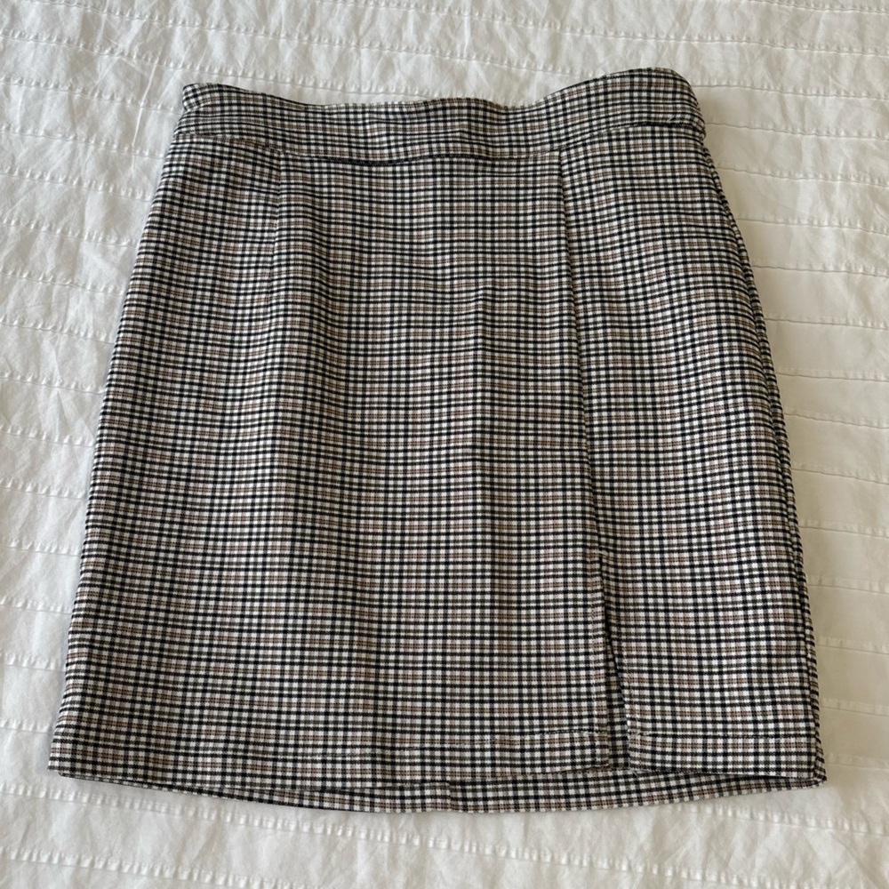 Garage Black & White Plaid Pencil Skirt